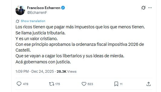 Biblia, justicia y puteadas: Echarren y el espíritu navideño tributario 2 WhatsApp Image 2025 12 26 at 08.31.19